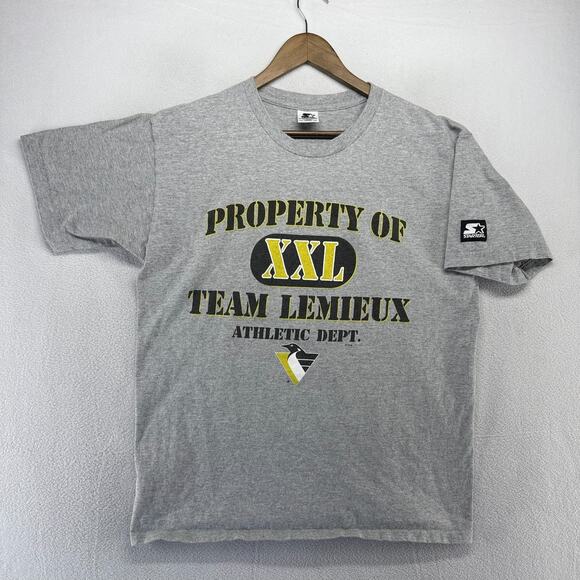 Vintage Pittsburgh Penguins Shirt Men's Large Gray Team Lemieux Starter 90s - Picture 1 of 7